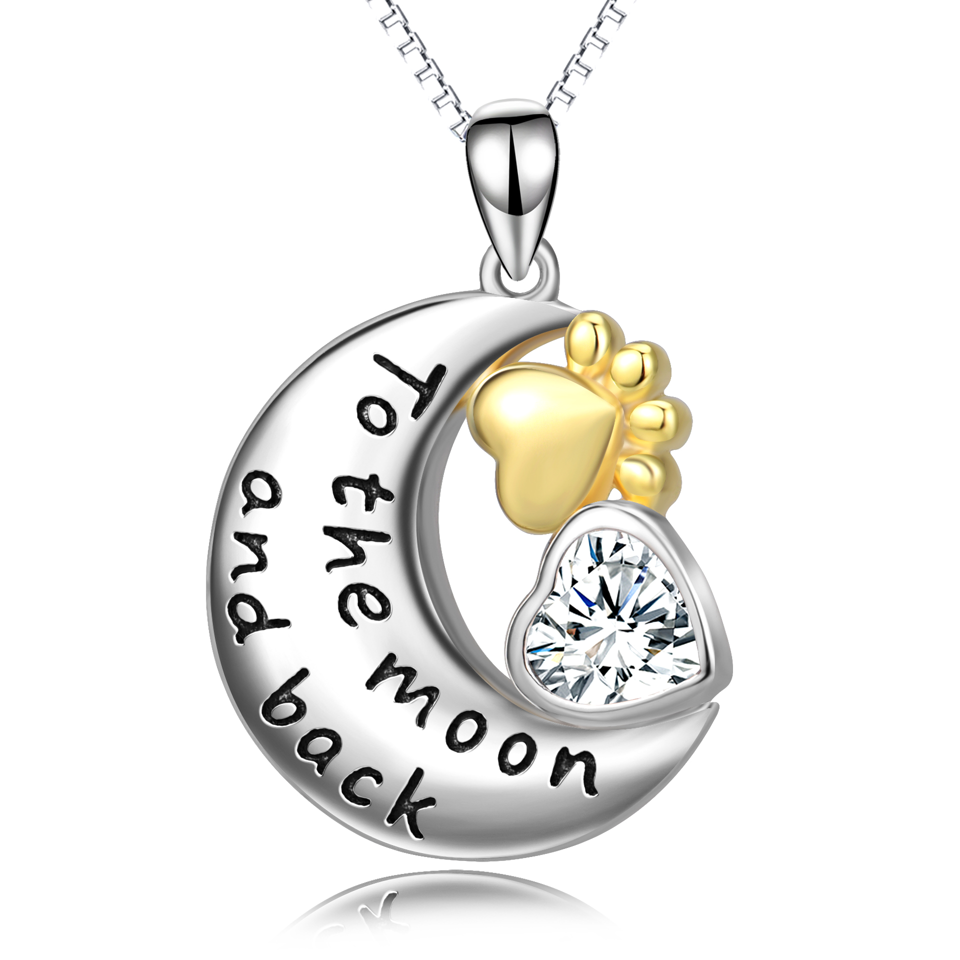 Moon Shape Pendant 925 Silver Necklace CJdropshipping