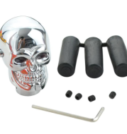 3D Skull Head Blue Led Eye Car Automatic Speed Wood Style Gear Shift Knob Head