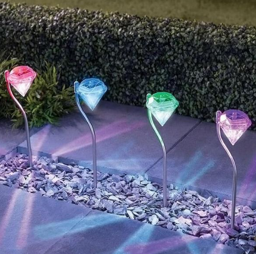 Elegant diamond shaped Solar Powered Garden Diamond Light