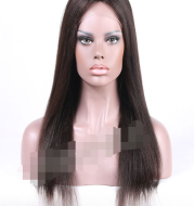 Chemical fiber front lace black straight hair wig