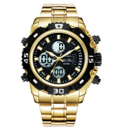 Electronic double display quartz watch men's steel belt business watch