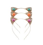 High quality cute alloy diamond rose cat ears headband children / adult headband