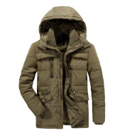 Dad loaded men's jacket cotton coat long XL jacket winter plus velvet thickened middle-aged cotton clothes
