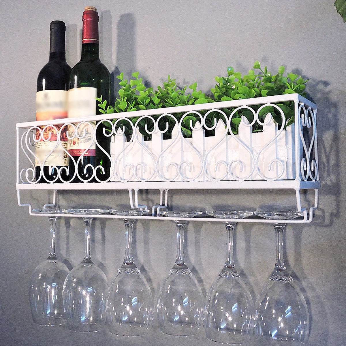 Glass Holder Bottle Hanging Type Home Decorations Metal Bracket Wine Rack Bar UK