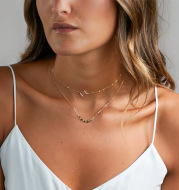 Square piece multi-layer necklace Metal hand-chain necklace
