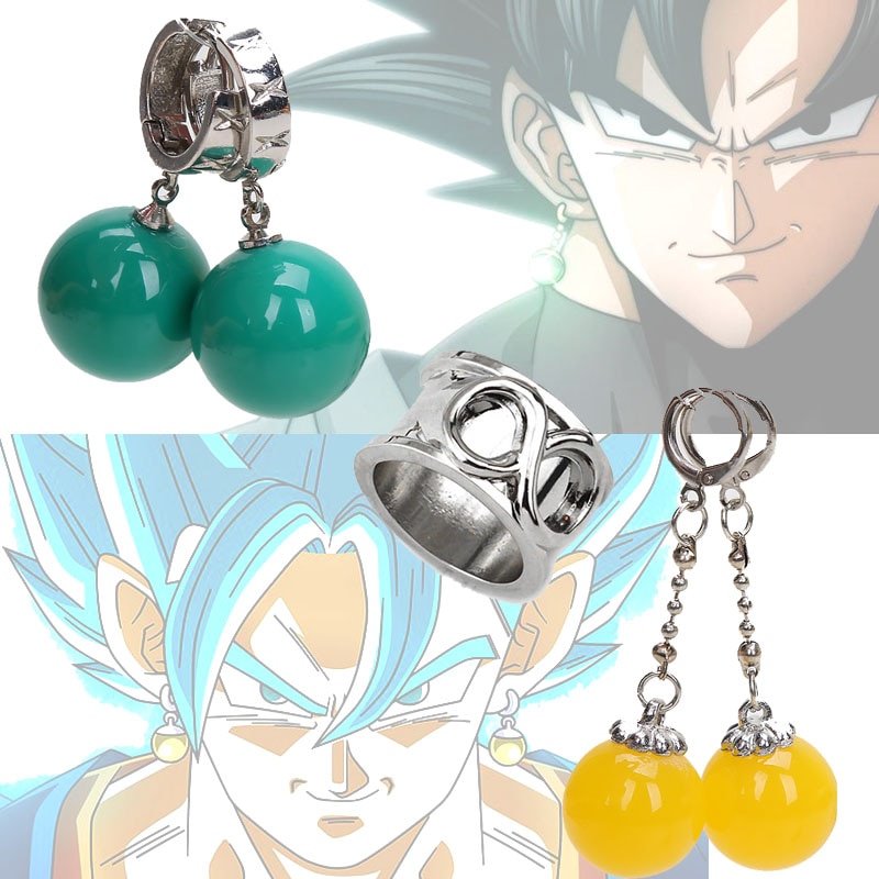 Super Dragon Ball Earrings Ring Z Vegetto Potara Black Son Goku Zamasu Ear Clip | eBay
