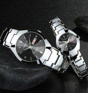 Automatic quartz non-mechanical tungsten steel couple watch
