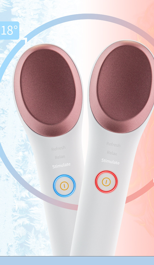 White colored eye and face massager with hot and cold therapy sonic vibration stick for facial massaging