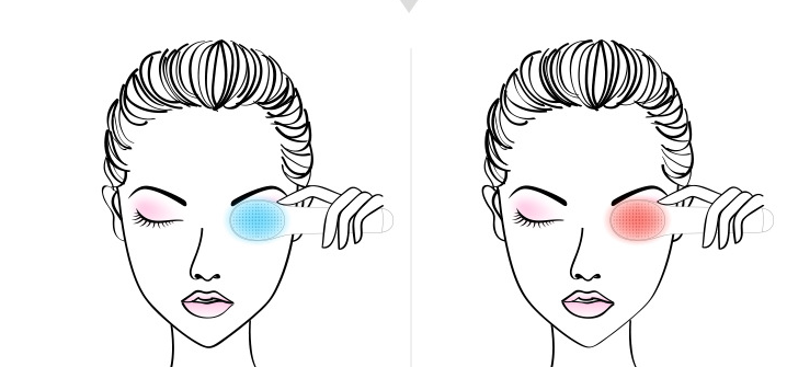 female illustration using eye massager for her eye