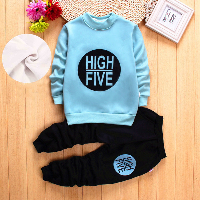 Color: Blue, Size: 120cm - Baby suit plus velvet fashion - Image 2