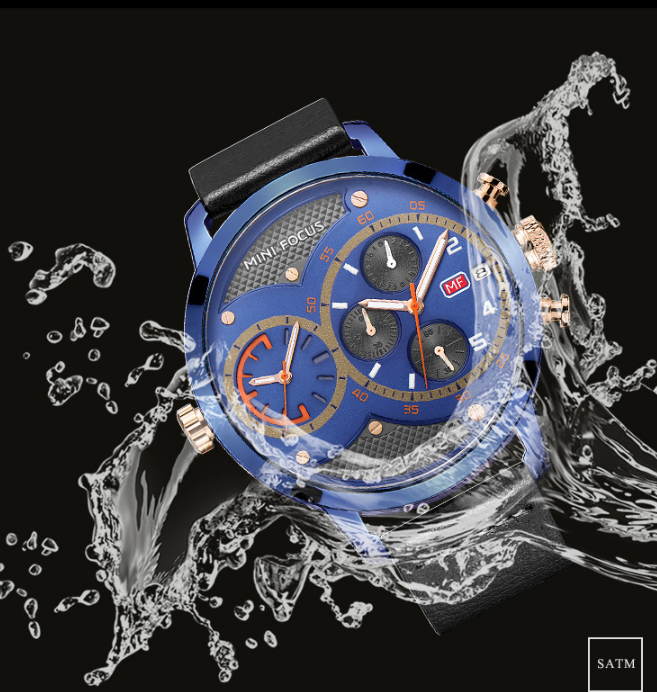 Mini Focus Double movement waterproof men's watch 12/24Hour Display  MF0030G