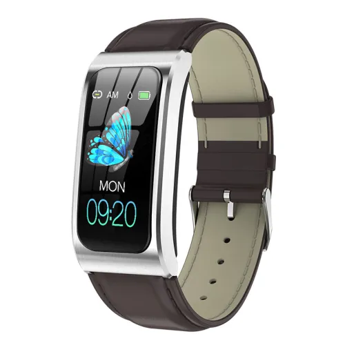 Color: Silver PU - AK12 color screen smart bracele