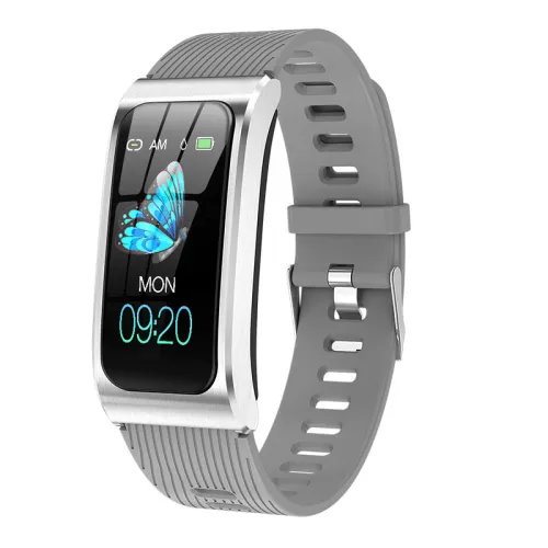 Color: Grey - AK12 color screen smart bracelet hea