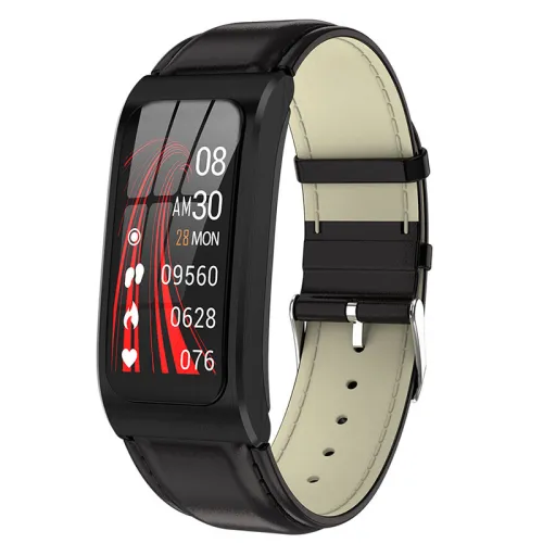 Color: Black PU - AK12 color screen smart bracelet
