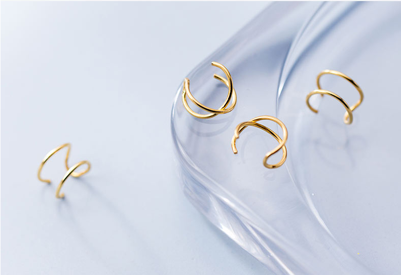 S925 Sterling Silver, Gold, Black Clip On Minimalist Small Simple Hoop Earrings