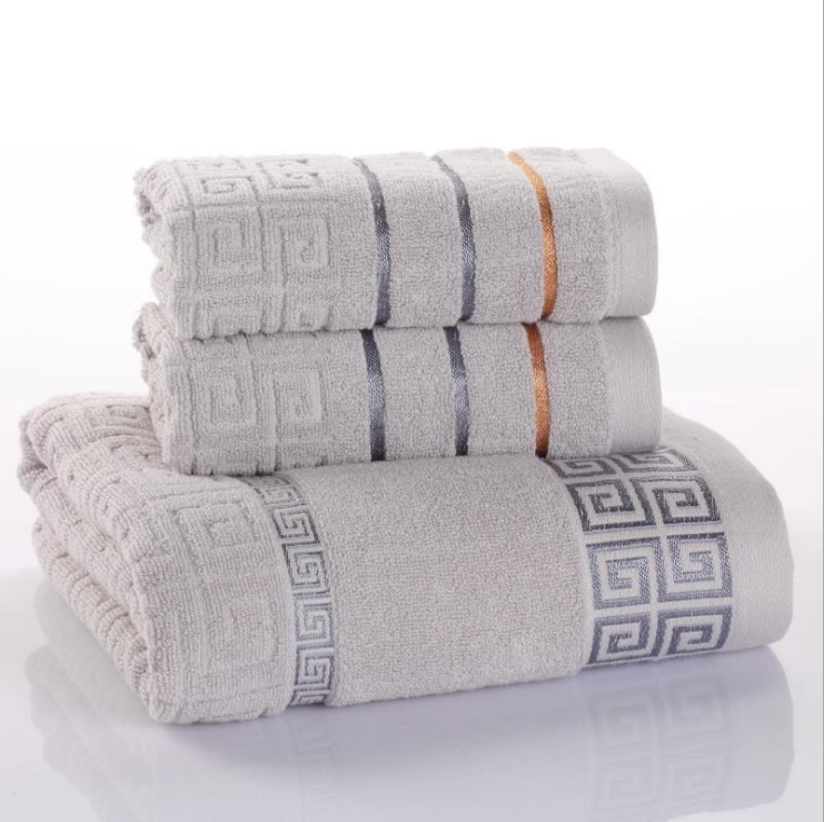 Three-Piece Cotton Towel Set - grey