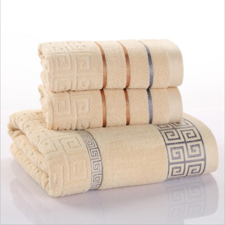 Three-Piece Cotton Towel Set - color cream