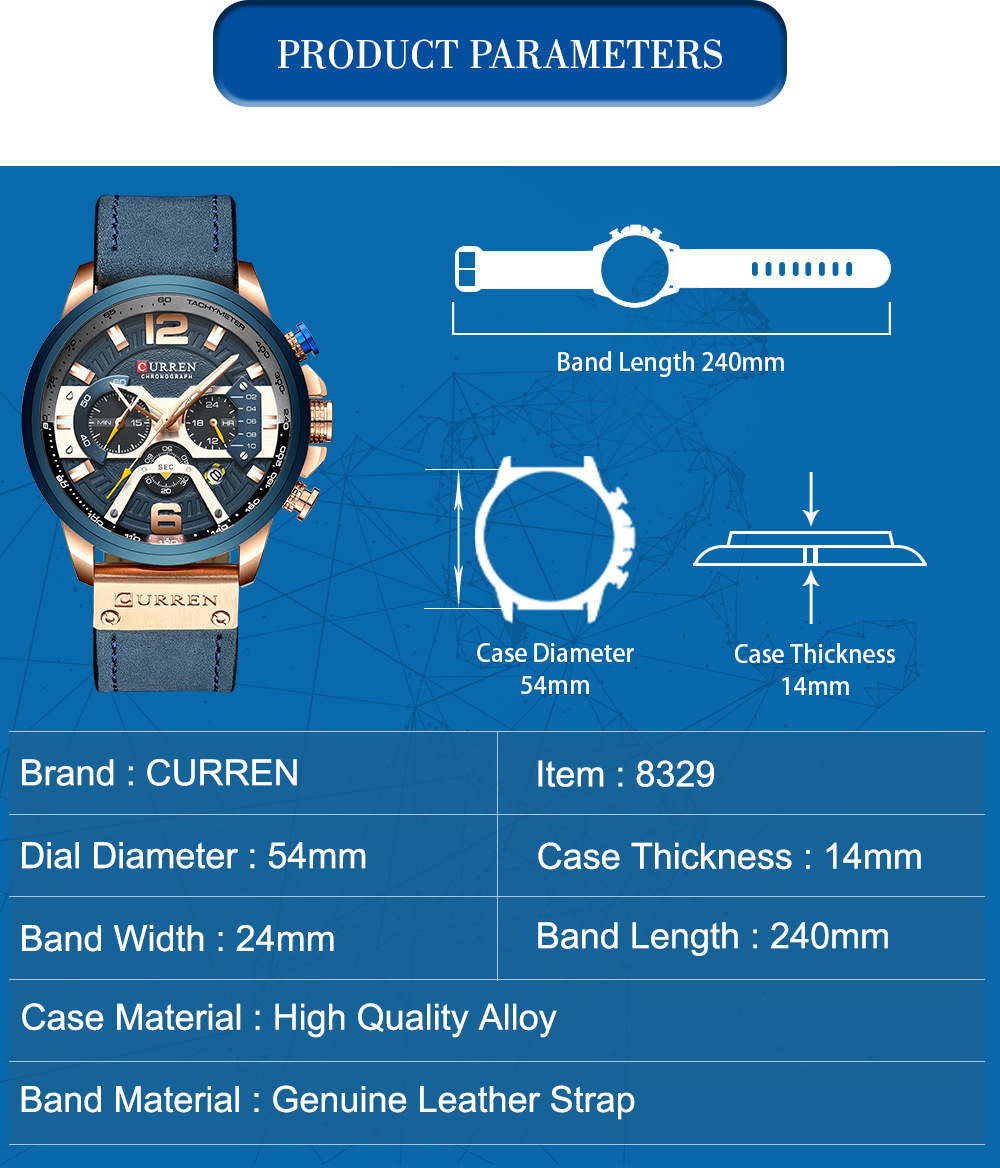 Curren Men's Hot Luxury Chronograph Quartz Wrist Watch For Men 8329