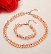 Freshwater Pearl Necklace Bracelet two piece