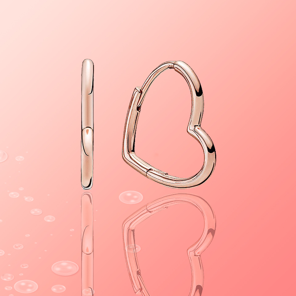 1612167704285 Sterling Silver Rose Gold Asymmetric Heart Earrings