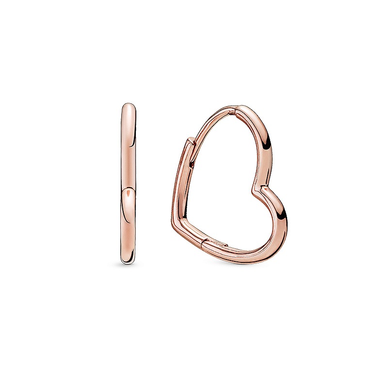 1612167704304 Sterling Silver Rose Gold Asymmetric Heart Earrings