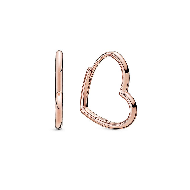 1612167760746 Sterling Silver Rose Gold Asymmetric Heart Earrings