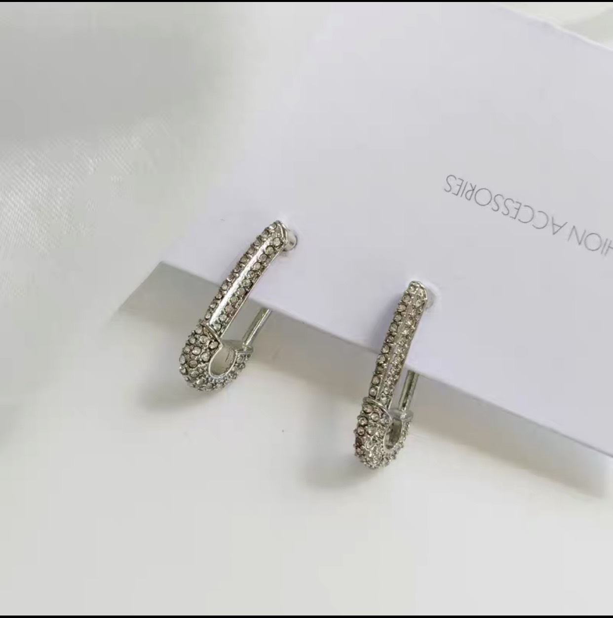 1612175970329 S925 Paper Clip Full Diamond Earrings Women