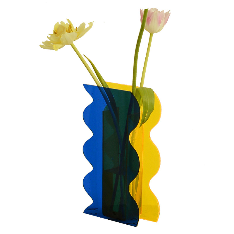 Acrylic Wave Surface Abstract Flower Vase