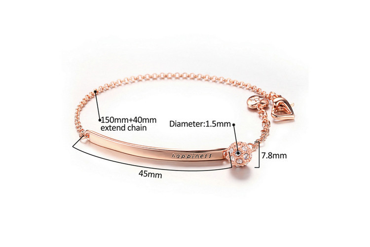 1612341851042 Letter Bracelet Rose Gold Plated Bracelet Sister Chain with Jewelry