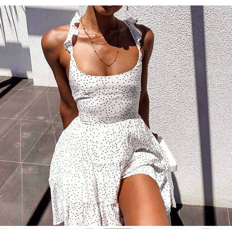 Frilled Backless Sexy Lace-Up Beach Skirt Dress Women