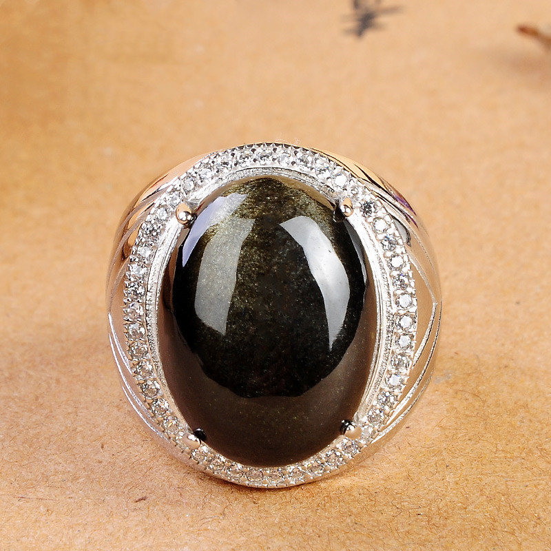 S925 Silver Inlaid Obsidian Ring Natural Gold Obsidian Ring 4 1613608676549 S925 Silver Inlaid Obsidian Ring Natural Gold Obsidian Ring