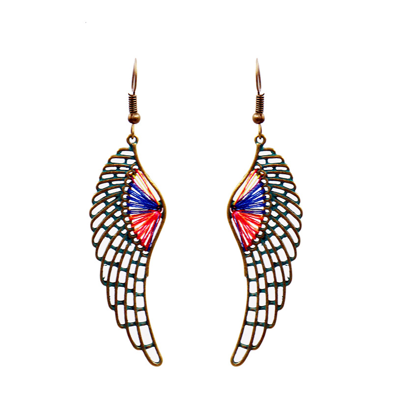 1613636307522 Popular Hollow Alloy Angel Wings Earrings Women
