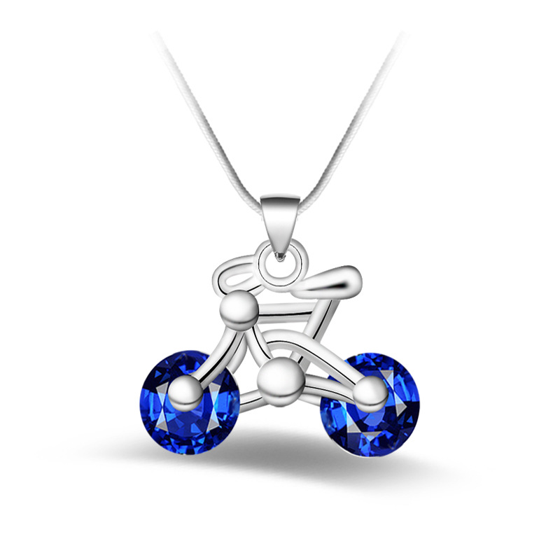 1613697894829 Fashion Silver-plated Blue Diamond Bicycle Pendant