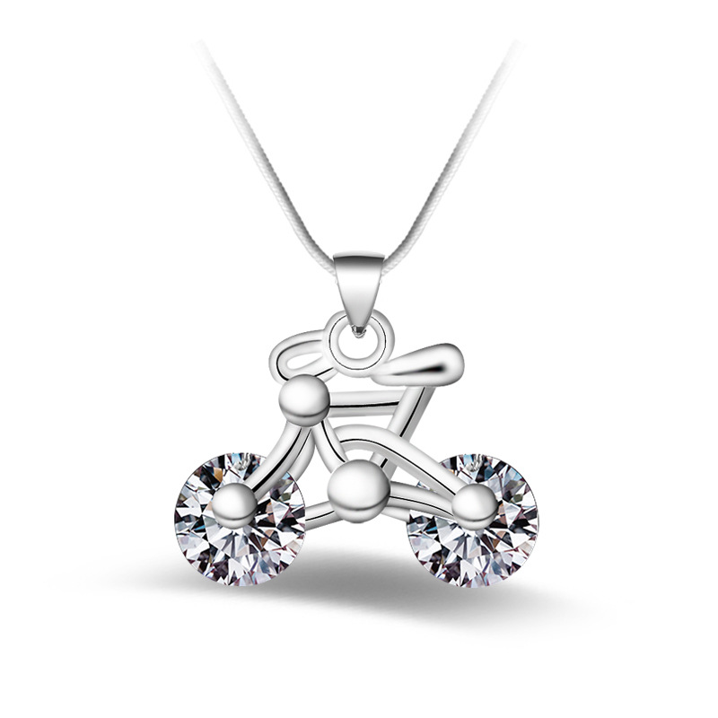 1613697894873 Fashion Silver-plated Blue Diamond Bicycle Pendant