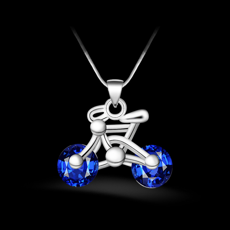 1613697894878 Fashion Silver-plated Blue Diamond Bicycle Pendant
