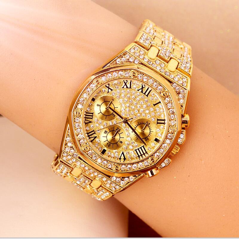 1613699098640 Tyrant Gold Men's Watch Personality Waterproof Steel Belt Diamond Rhinestone Watch
