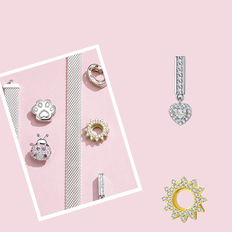 1614256459384 DIY Heart Shaped 925 Sterling Silver Beads Rose Gold Plated