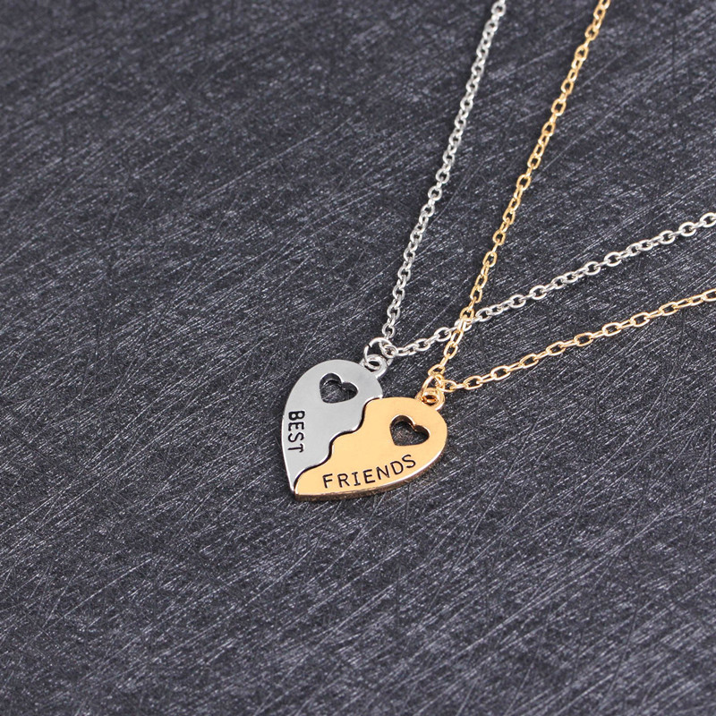 Hollow Heart-shaped Gold and Silver Stitching Clavicle Chain Pendant 3 1614669050986 Hollow Heart-shaped Gold and Silver Stitching Clavicle Chain Pendant