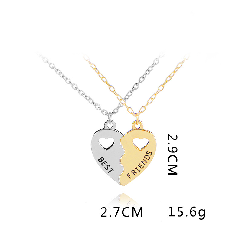 Hollow Heart-shaped Gold and Silver Stitching Clavicle Chain Pendant 1 1614669050990 Hollow Heart-shaped Gold and Silver Stitching Clavicle Chain Pendant