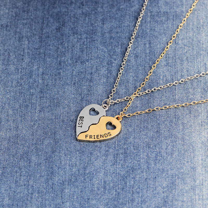 Hollow Heart-shaped Gold and Silver Stitching Clavicle Chain Pendant 5 1614669050997 Hollow Heart-shaped Gold and Silver Stitching Clavicle Chain Pendant