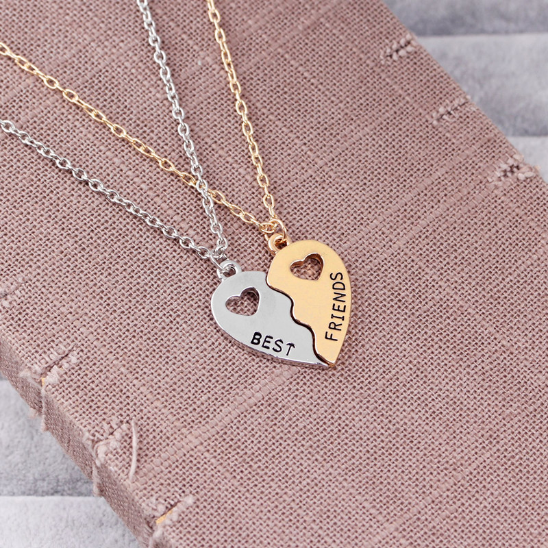 Hollow Heart-shaped Gold and Silver Stitching Clavicle Chain Pendant 4 1614669051005 Hollow Heart-shaped Gold and Silver Stitching Clavicle Chain Pendant