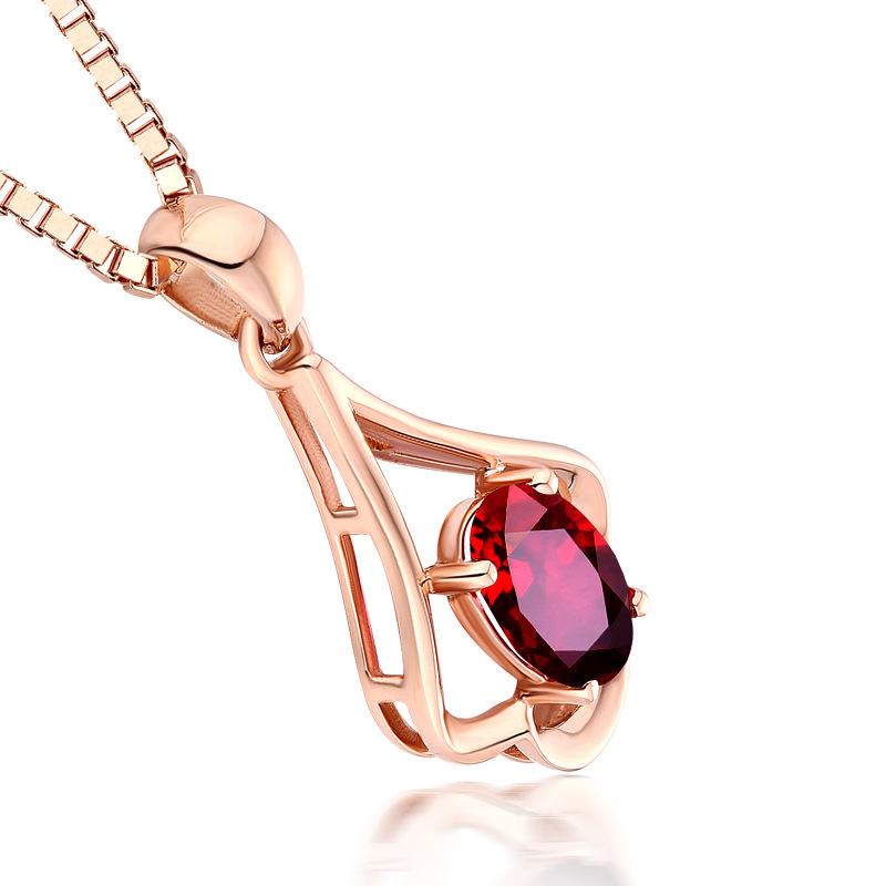 1614672023600 8k Rose Gold Clavicle Chain Ruby Pendant Necklace