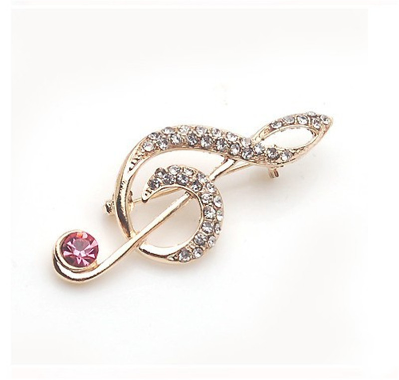 1614950411116 Gold-plated Diamond Music Symbol Brooch