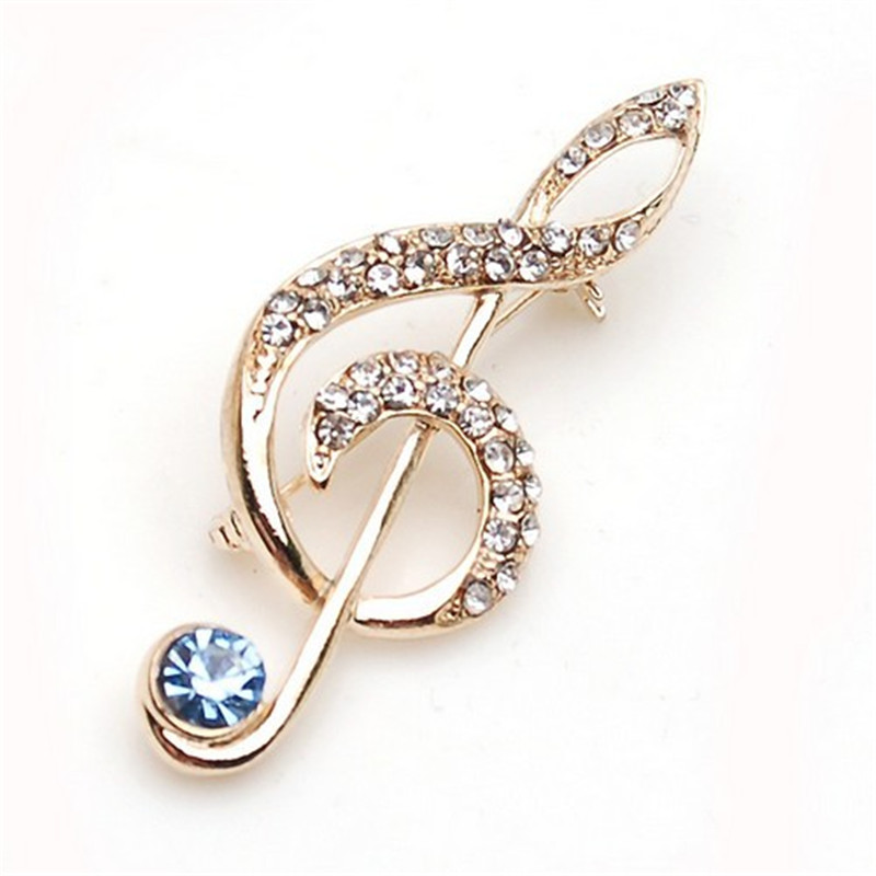 1614950411118 Gold-plated Diamond Music Symbol Brooch