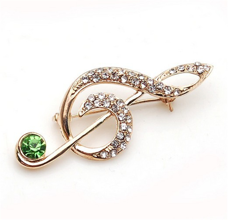 1614950411120 Gold-plated Diamond Music Symbol Brooch