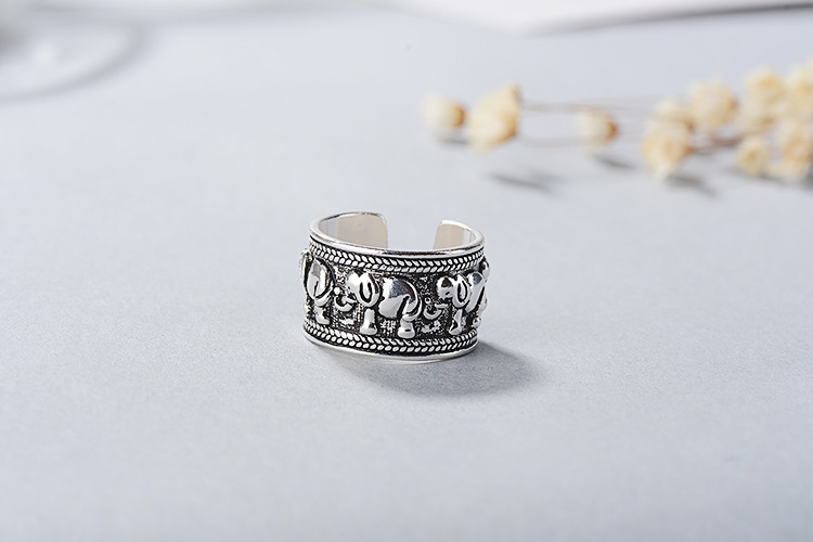 Women's Wide Face Elephant Vintage Ring 4 1616044929335 Women's Wide Face Elephant Vintage Ring