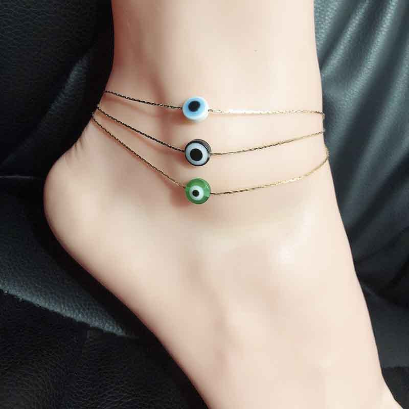 1617021614289 Alloy Evil Eye Metal Gold Wire Anklet Bare Chain