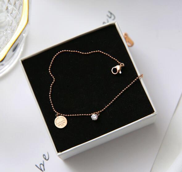 1617591737303 Letter Discs Diamond Paw 18K Rose Gold Anklet Color Gold Female Fashion Simple Personality Trend
