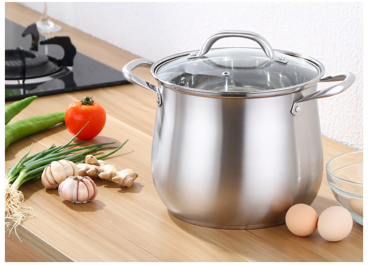 Premium 304 Stainless Steel Extra-High Soup Pot with Double Bottom - Durable Cookware for Hearty Stews and Hot Pot Creations