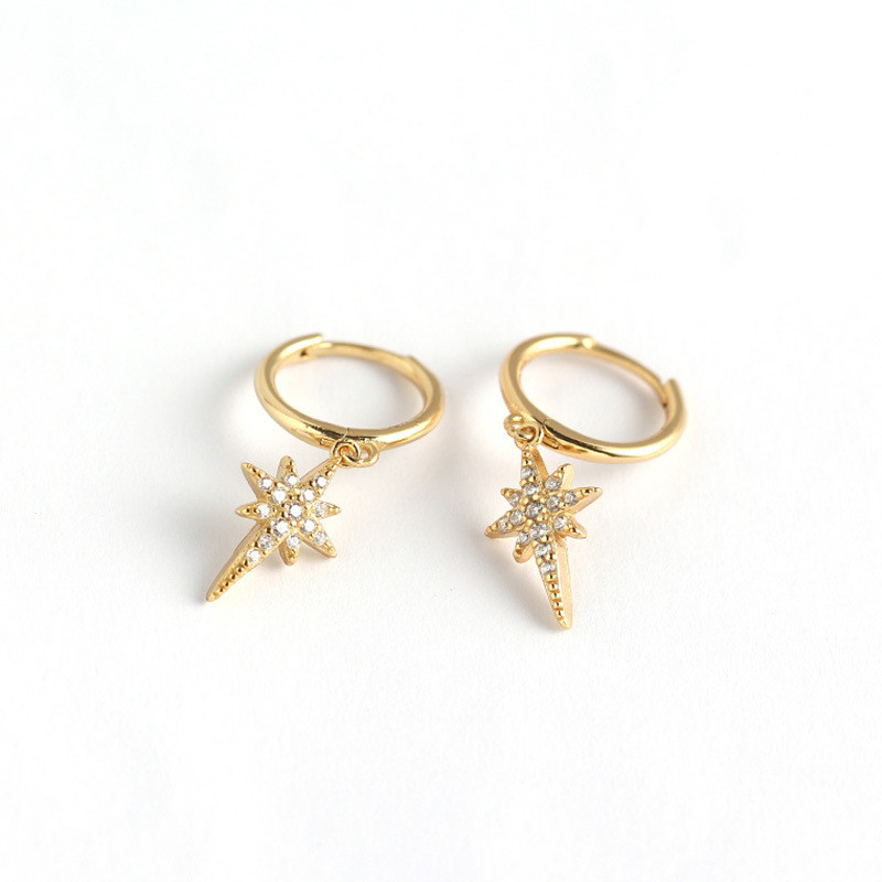S925 Sterling Silver INS Light Luxury Eight-pointed Star Diamond Earrings 1 1617758609183 S925 Sterling Silver INS Light Luxury Eight-pointed Star Diamond Earrings